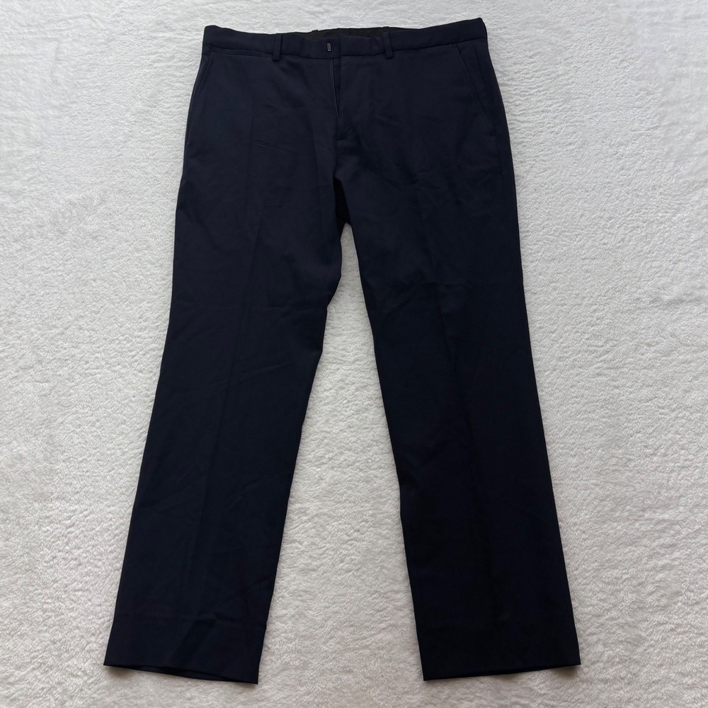 Theory Mens Navy Blue Virgin Wool Blend Stretch Dress Pants Size 31 Straight Leg